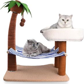 Lechansen Cat Scratching Post,29.5 Inches Tall Cat Scratcher Post with Cat Bed Chair for Indoor Cats,Sisal Rope Scratching Post with Lounge for Adult Cat Kitten in Kuwait