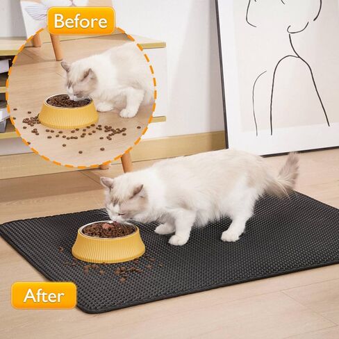 Polarduck Cat Litter Mat: 24" X 15" Small Litter Box Mat - Litter Trapping Mat with Honeycomb Double Layer Design-Waterproof-Easy to Clean Cat Essentials | Black in Kuwait
