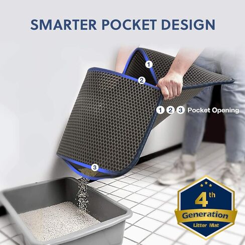 وي بت بساط لفضلات القطط، مقاس متوسط، طبقة مزدوجة على شكل خلية النحل، خالية من الفثالات، مقاومة للماء للبول، سهلة التنظيف، تحكم في تناثر الخدش، وسادة صندوق التقاط 24 × 15 انش، رمادي in Kuwait