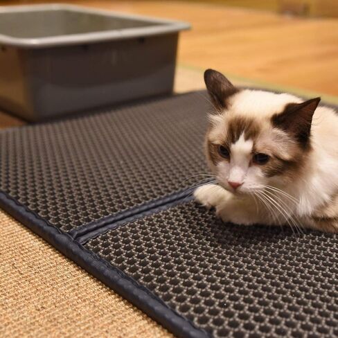 وي بت بساط لفضلات القطط، مقاس متوسط، طبقة مزدوجة على شكل خلية النحل، خالية من الفثالات، مقاومة للماء للبول، سهلة التنظيف، تحكم في تناثر الخدش، وسادة صندوق التقاط 24 × 15 انش، رمادي in Kuwait