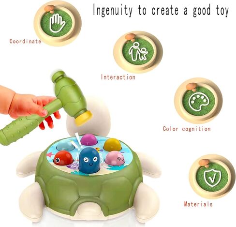 KAMINRUN Interactive Whack A Mole Game, Whack a Mole Pounding Hammering Game - Early Development Toy for Toddler, Learning, Active, Fun Gift Boys and Girls, 2 Hammers Included in Kuwait