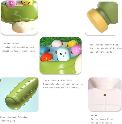 KAMINRUN Interactive Whack A Mole Game, Whack a Mole Pounding Hammering Game - Early Development Toy for Toddler, Learning, Active, Fun Gift Boys and Girls, 2 Hammers Included in Kuwait