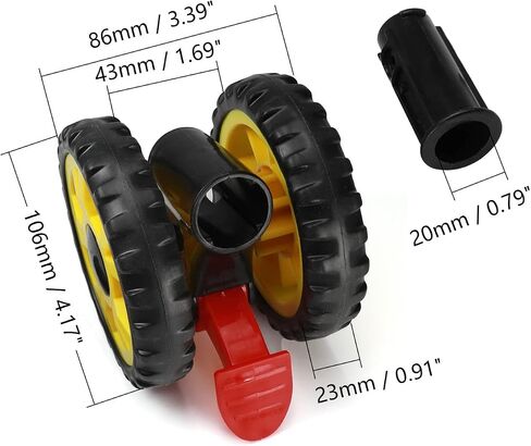 MroMax 1Pc Stroller Wheel, 105mm x 21mm Single Wheel, Plastic Wheel Replacement for Stroller and Pet Stroller Black&Yellow in Saudi Arabia