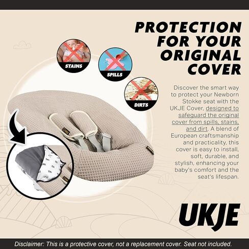 Ukje Protective Cover Compatible with Newborn Stokke with Strap Pads | High Chair Accessories| Fabric Cover for Infant and Toddler High Chairs | Handcrafted in Europe | Many Colors & Patterns in Kuwait
