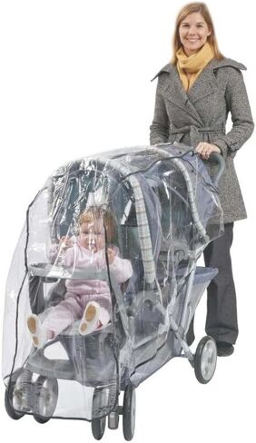 طفل مريح! غطاء المطر / درع الرياح لعربات الأطفال المزدوجة ذات المظلة المزدوجة ليمو ليمو تانديم 2 - شفاف in Kuwait