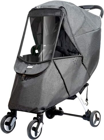 Universal Stroller Rain Cover, SUNVENO Baby Outside Travel Protector Weather Accessories - Protect from Rain Wind Snow Dust Insects Waterproof Wind Proof Breathable Winter for Baby in Kuwait