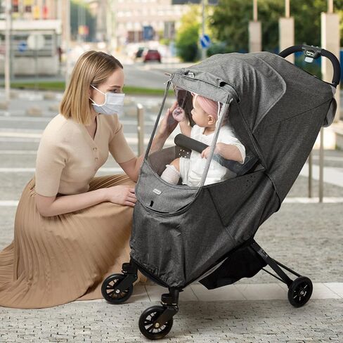 Universal Stroller Rain Cover, SUNVENO Baby Outside Travel Protector Weather Accessories - Protect from Rain Wind Snow Dust Insects Waterproof Wind Proof Breathable Winter for Baby in Kuwait