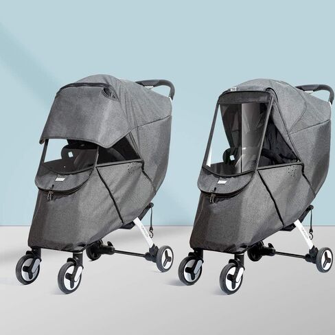 Universal Stroller Rain Cover, SUNVENO Baby Outside Travel Protector Weather Accessories - Protect from Rain Wind Snow Dust Insects Waterproof Wind Proof Breathable Winter for Baby in Kuwait