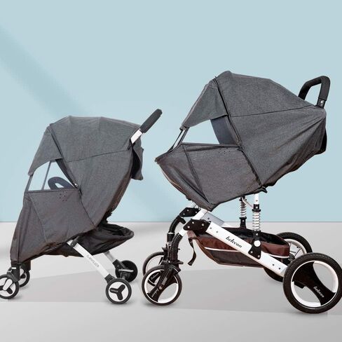 Universal Stroller Rain Cover, SUNVENO Baby Outside Travel Protector Weather Accessories - Protect from Rain Wind Snow Dust Insects Waterproof Wind Proof Breathable Winter for Baby in Kuwait