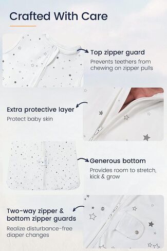 TotAha Light Baby Sleep Sack, Stretchy Sleepsack, Silky Comfort, Buttery Soft, Swaddle Transition Sleeping Bag, 2-Way Safe Zippers, Baby Wearable Blanket for 0-3-6-12-18-24 Months 0.5 TOG in Saudi Arabia