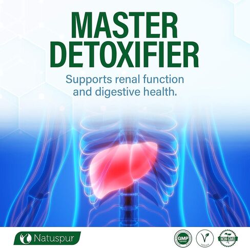كبسولات Natuspur Liposomal الجلوتاثيون - 1000 مجم مكمل الجلوتاثيون النقي المخفض من سيتريا مع مركب الفوسفوليبيد لتنظيف السموم من الكبد ودعم المناعة - غير معدل وراثيًا وخالي من الغلوتين (90 كبسولة) in Kuwait