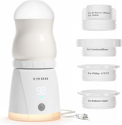 جهاز تسخين زجاجات الأطفال، جهاز تسخين الزجاجات الرقمي سريع التسخين (مكون إضافي) مع 4 محولات تناسب معظم زجاجات الأطفال، تحكم دقيق في درجة الحرارة، ضوء ليلي، جهاز تسخين زجاجات بحجم محمول لحليب الأم والتركيبة in Kuwait