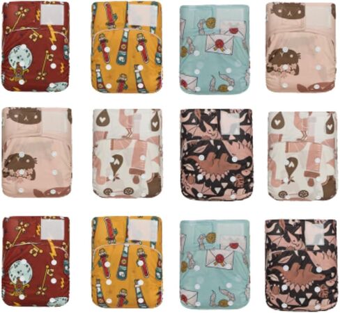 حفاضات قماشية من الخيزران للأطفال الصغار باللون الأخضر 12 من كاواي بيبي مع 24 حشوة من الخيزران، للأطفال الذين يزن من 2.7 كجم إلى 10 كجم. in Kuwait