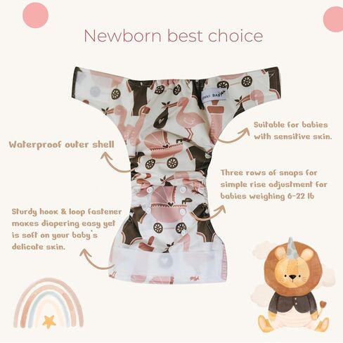 حفاضات قماشية من الخيزران للأطفال الصغار باللون الأخضر 12 من كاواي بيبي مع 24 حشوة من الخيزران، للأطفال الذين يزن من 2.7 كجم إلى 10 كجم. in Kuwait