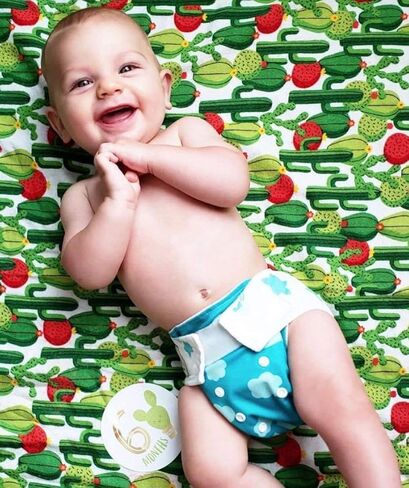 حفاضات قماشية من الخيزران للأطفال الصغار باللون الأخضر 12 من كاواي بيبي مع 24 حشوة من الخيزران، للأطفال الذين يزن من 2.7 كجم إلى 10 كجم. in Kuwait