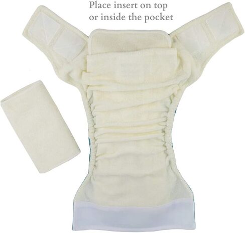 حفاضات قماشية من الخيزران للأطفال الصغار باللون الأخضر 12 من كاواي بيبي مع 24 حشوة من الخيزران، للأطفال الذين يزن من 2.7 كجم إلى 10 كجم. in Kuwait