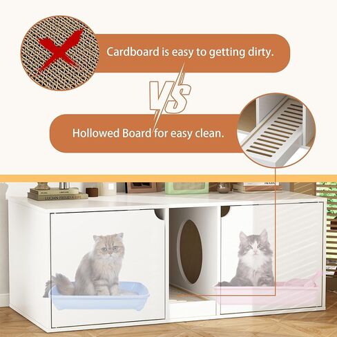 حاوية صندوق فضلات القطط من داونسبيسز لقطتين، خشب حديث قابل للتكديس، خزانة تخزين كبيرة للقطط، أثاث طاولة نهاية، خشب بورليوود in Kuwait