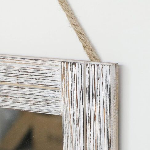 16 X 12 Inch Rustic Wood Framed Wall Mirror with Hanging Rope for Farmhouse Decor, for Entryway, Bedroom, Bathroom, Dresser, Brown in Kuwait