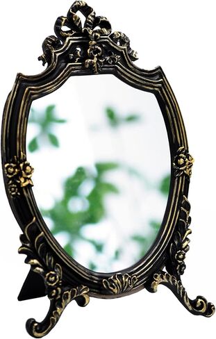 Eaoundm Antique Gold Resin Frame Decorative Wall Mirror Makeup Mirror Tabletop Mirrors, for Bedroom Living-Room Dresser Decor 8.2W x 13 L inchs in Kuwait