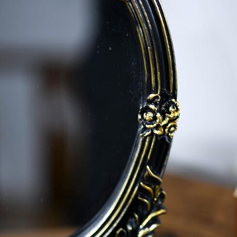 Eaoundm Antique Gold Resin Frame Decorative Wall Mirror Makeup Mirror Tabletop Mirrors, for Bedroom Living-Room Dresser Decor 8.2W x 13 L inchs in Kuwait
