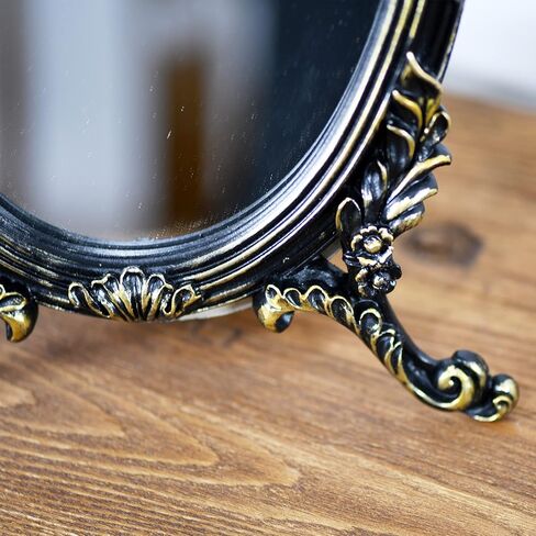Eaoundm Antique Gold Resin Frame Decorative Wall Mirror Makeup Mirror Tabletop Mirrors, for Bedroom Living-Room Dresser Decor 8.2W x 13 L inchs in Kuwait