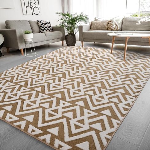 Ompaa Ultra Soft Shaggy Rugs Memory Foam Bedroom Carpet, Pink 4 x 6 Feet, Plush Geometric Textured Area Rugs for Living Room Couch Dorm Bedside Kids Girls Teens Room Nursery Decor Floor Mat in Kuwait