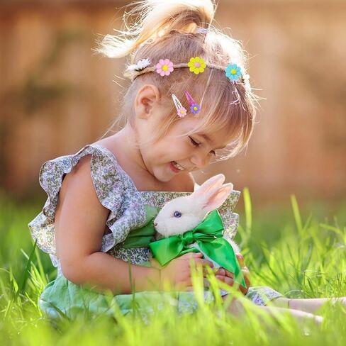 PinkSheep Flower Hair Clips and Hair Ties for Toddler Baby Girls 20PCS Cute Hair Clips Metal Snap Barrettes Sparkly Ties Soft Rubber Bands Colorful For Baby Girl in Kuwait