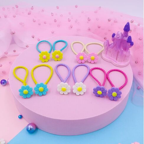 PinkSheep Flower Hair Clips and Hair Ties for Toddler Baby Girls 20PCS Cute Hair Clips Metal Snap Barrettes Sparkly Ties Soft Rubber Bands Colorful For Baby Girl in Kuwait
