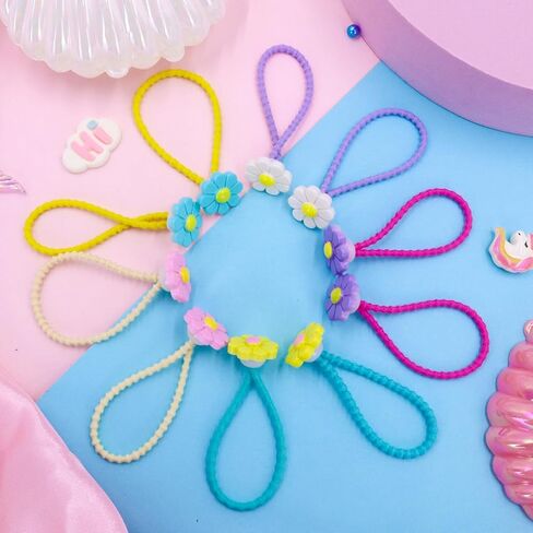 PinkSheep Flower Hair Clips and Hair Ties for Toddler Baby Girls 20PCS Cute Hair Clips Metal Snap Barrettes Sparkly Ties Soft Rubber Bands Colorful For Baby Girl in Kuwait