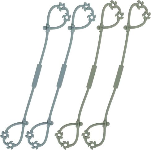 Toy Safety Straps, Food Grade Silicone Pacifier Clips Sippy Cup Strap Stretchable Adjustable for Strollers, High Chair, Cribs, Hanging Baskets, 4 Pack (Clay x2 / Dark Grey x2) in Kuwait