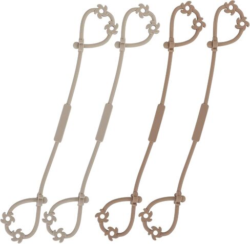 Toy Safety Straps, Food Grade Silicone Pacifier Clips Sippy Cup Strap Stretchable Adjustable for Strollers, High Chair, Cribs, Hanging Baskets, 4 Pack (Clay x2 / Dark Grey x2) in Kuwait