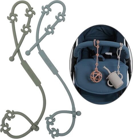 Toy Safety Straps, Food Grade Silicone Pacifier Clips Sippy Cup Strap Stretchable Adjustable for Strollers, High Chair, Cribs, Hanging Baskets, 4 Pack (Clay x2 / Dark Grey x2) in Kuwait