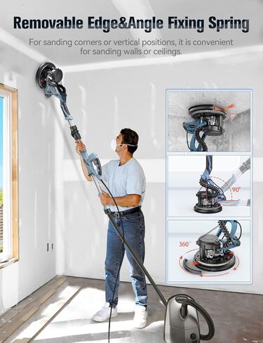 ماكينة التجفيف والجدران الكهربائية 800 واط من هانلايف 7A مع أضواء LED مزدوجة الطابق، سرعة قابلة للتعديل، 800-1800 لفة في الدقيقة، نظام تفريغ تلقائي خالٍ من الغبار و12 قطعة قرص صنفرة in Kuwait