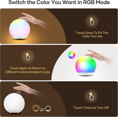 Rechargeable Night Light with Dimmable Warm Light, 7 Colors Changing | Touch control beside lamp for kids, 0.5/1hour timer for nursery, baby, bedroom, camping in Saudi Arabia
