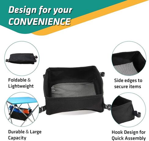 سلة متعددة الاستخدامات لطاولة التخييم المحمولة القابلة للطي، منظم شبكي بحجم محمول لوضع وحمل الاشياء الصغيرة للطاولة المنبثقة وطاولة الشاطئ وطاولة الظهر وطاولة السفر وطاولة النزهة in Kuwait