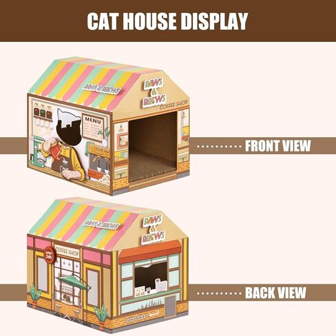 SEKAM Cardboard Cat House with Scratcher/Catnip (16.5'' x 12'' x 15''), Donut Shop for Indoor/Outdoor, Cat Scratch Box & Home Decor, Hideout for Small Animals in Saudi Arabia