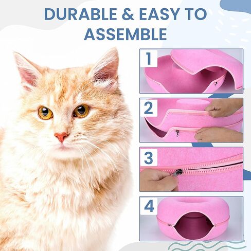 JUGGLENAUT كهف واسع للقطط - سرير نفق للقطط وكهف بيكابو للقطط الداخلية - دونات للقطط الصغيرة إلى الكبيرة - يتضمن 3 ألعاب قطيفة منفصلة لمزيد من المتعة - سعة 20 رطل رمادي داكن in Kuwait