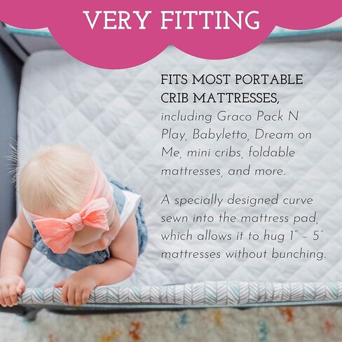 Little Sleepy Head Soft, Waterproof Portable Crib Mattress Protector for Pack n Play & Play Yards in Kuwait