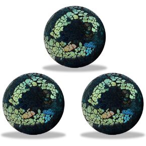 Mosaic Glass Balls 3Pcs 6.5cm/2.6inch Table Centerpiece Sphere Decor Bowls Vases Wedding Table Orbs Decoration(Bright gold)