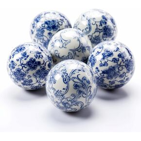 v2croft Porcelain Orbs Decorative Balls - Set of 6 Small Ceramic Spheres for Centerpiece and Individual Use, Tray, Bowl or Basket Decor in Blue-Green Shades - 3 Inches Each in Kuwait
