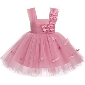 Toddler Baby Girls Butterfly Birthday Dress High Low Tulle Christening Formal Wedding Party Tulle Dresses Photo Shoot