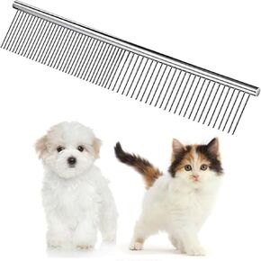 Trism Professional Pet Grooming Tool: Metal Comb for Dogs, Cats, and Other Pets - Removes Tangles and Knots, Ideal for Long and Short Hair in Kuwait