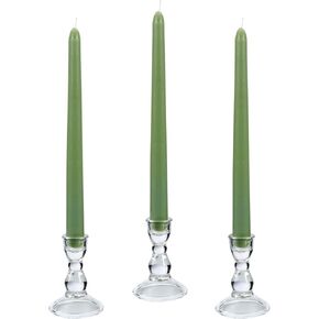 Glass Candle Holder for Taper Candles, Clear Decorative Candle Sticks Holders Set of 3 for Christmas Decor and Thanksgiving Wedding Dining Party Table Decorations (Exclude Candles)