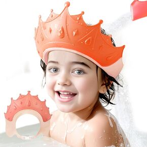 KOMIDK Baby Shower Cap Shield Bathing Cap Safe Silicone Protection Bath Cap Crown Shower Cap for Protector Head Eye Ear Shampoo Caps Visor Hat for Toddler,Baby, Kids,Children(Pink)