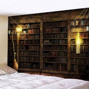 Vintage Bookshelf Tapestry Wall Hanging - Study Room Picture Art Tapestry Retro Bookshelf Wall Art Library Bohemian Hippie Wall Tapestries Bedroom College Dorm Decor XL in Kuwait