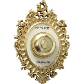 WHW Whole House Worlds Grand Hotel Decorative Door Bell, Champagne Theme, Ornamental Plaque, Non-Working Ringer, 9 Tall x 5.5 Inches Wide, Metallic Gold and White Painted Polyresin in Kuwait