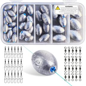 Egg Fishing Sinkers Weights Assortment Lead Oval Shape Bass Casting Worm Bullet Tackle for Saltwater Freshwater Fishing in Saudi Arabia