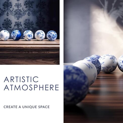 v2croft Porcelain Orbs Decorative Balls - Set of 6 Small Ceramic Spheres for Centerpiece and Individual Use, Tray, Bowl or Basket Decor in Blue-Green Shades - 3 Inches Each in Kuwait