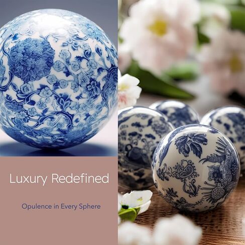 v2croft Porcelain Orbs Decorative Balls - Set of 6 Small Ceramic Spheres for Centerpiece and Individual Use, Tray, Bowl or Basket Decor in Blue-Green Shades - 3 Inches Each in Kuwait