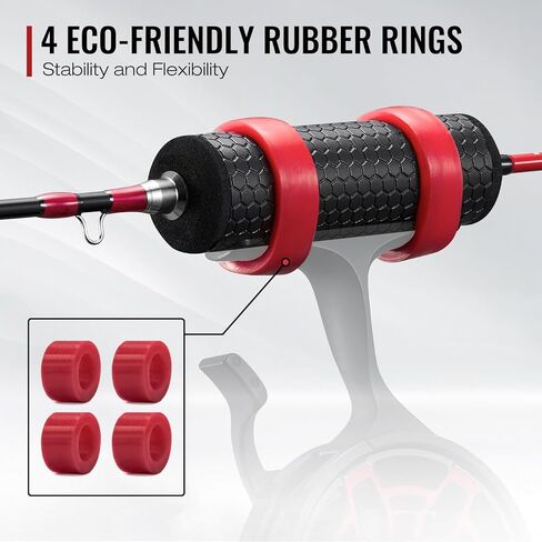 صنارة صيد السمك من Piscifun ICE Focus، صنارة صيد ثلج من التيتانيوم، بوبر زنبركي/طرف أخضر عالي الرؤية، بطول 81.28 سم طول/34 متر، صنارة ثلج عالية الحساسية مع 4 قطع حلقات مطاطية صديقة للبيئة، مقبض من البولي يوريثان المنفصل، أزرق/أحمر in Kuwait